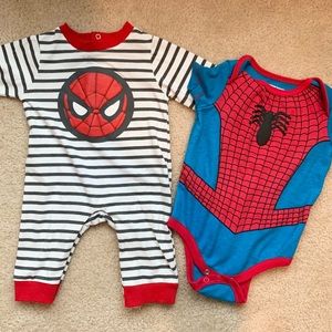 0-6mo Spiderman Marvel baby onesies LIKE NEW
